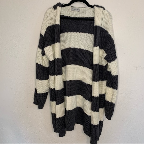 Luna Tuccini Sweaters - Luna Tuccini knitted striped cardigan with hood